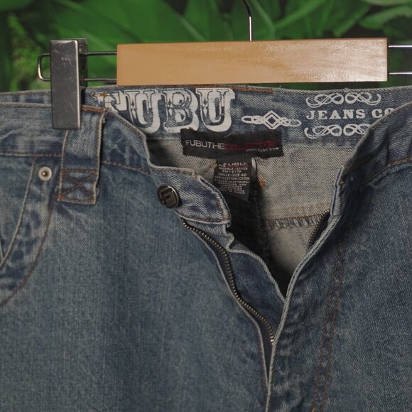 VINTAGE 90's FUBU JEANS Embroidered MENS 1990's FUBU CLASSIC PANTS BAGGY - Picture 10 of 16